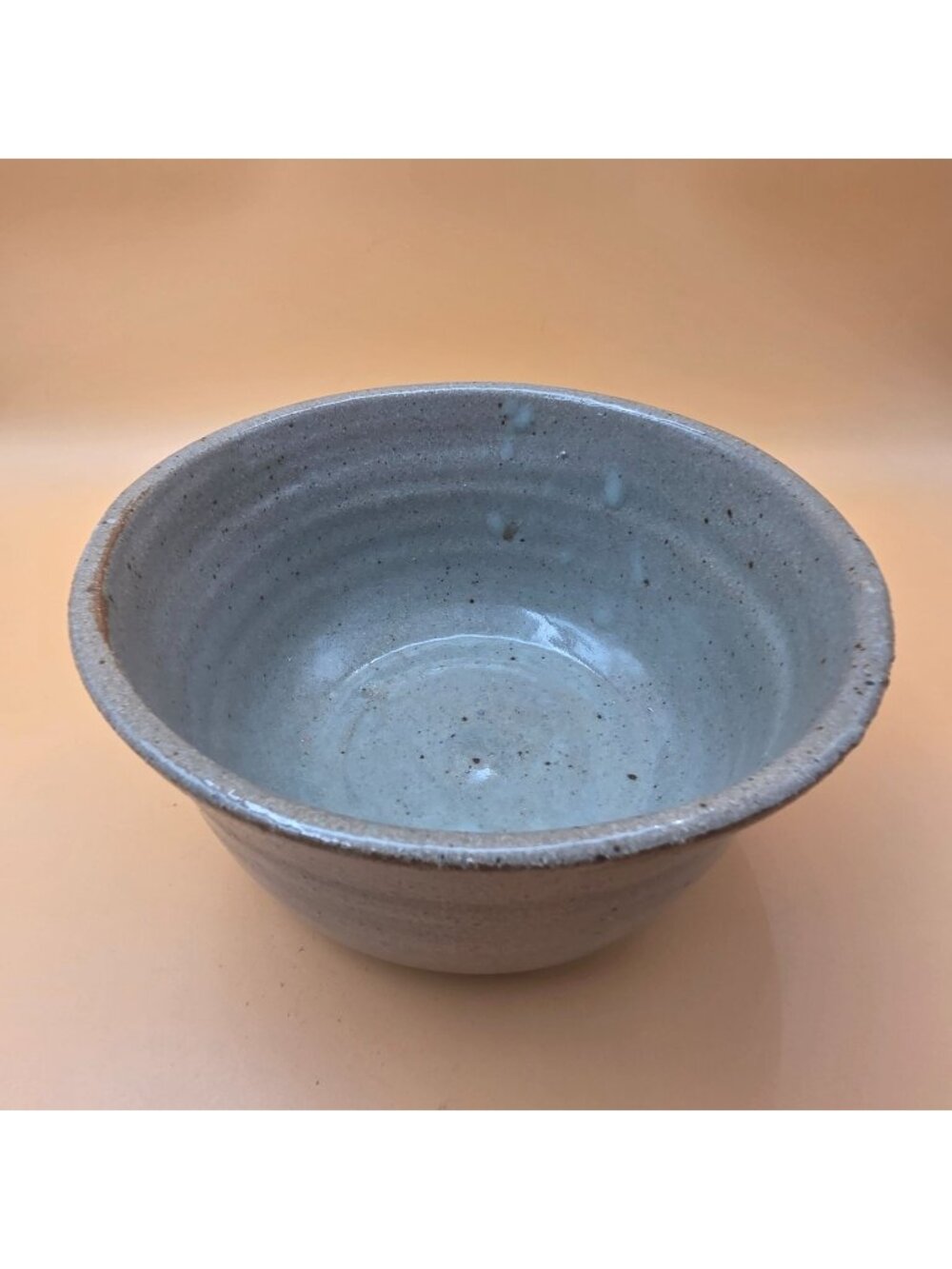Studio Art Pottery Bowl Celadon Green Grey Stoneware R Shanks Signed 2013